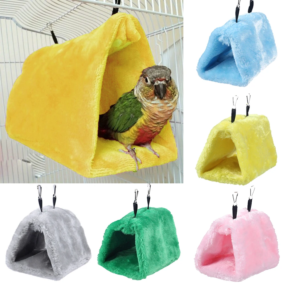 Plush Happy Hut Hammock Hanging Cave Snuggle for Budgies Parakeet Cockatiels Cockatoo Conure Lovebird Finch Diamond Doves Cage Toy Tent Uheng Pet Bird Nest House Parrot Bed 