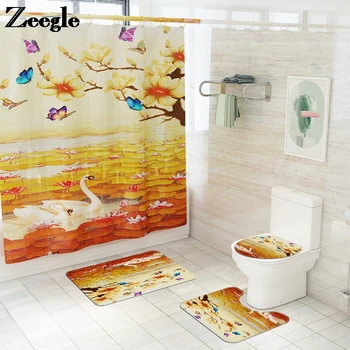 

Scenic Floral Bathroom Mat Bath Floor Mat Japan Style Scenic Toilet Carpet Rugs Rugs for Bathroom Set Absorbent Mat