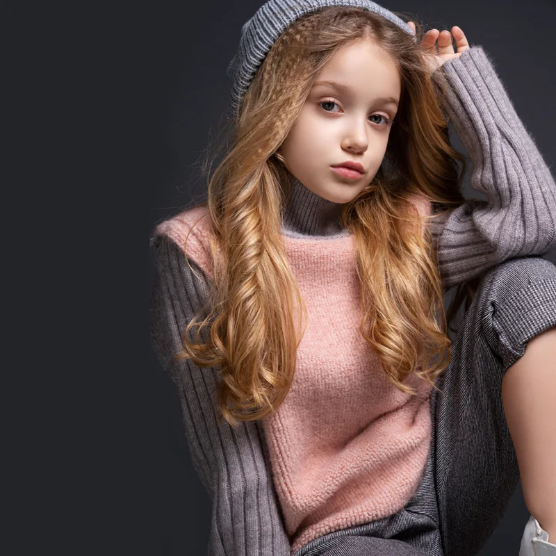 Зимний свитер для девочек; одежда с длинными рукавами для девочек; детский зимний свитер для девочек; детский модный свитер; пальто для девочек; вязаный свитер