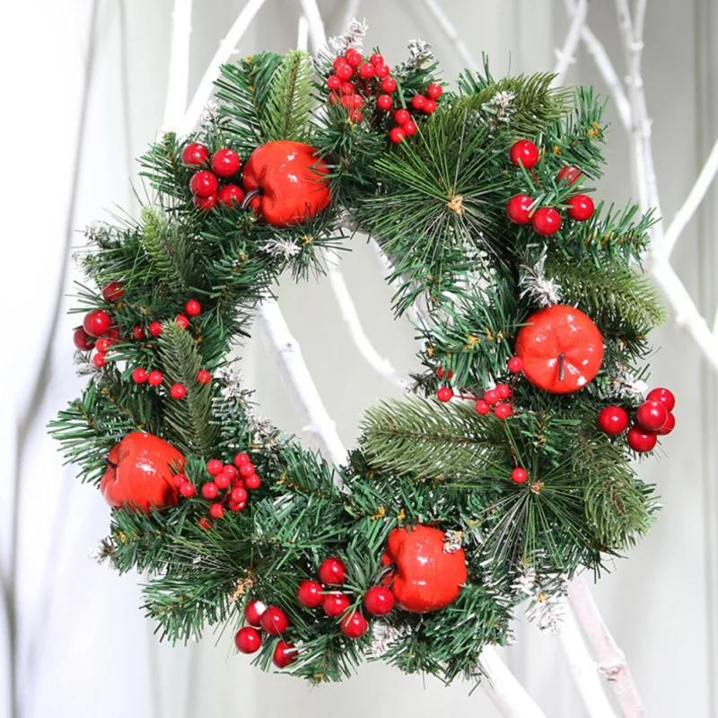 

Christmas Artificial Pine Berry Wreath Hanging Decoration Door Wall Hanging Realistic Garlands Christmas Decoration