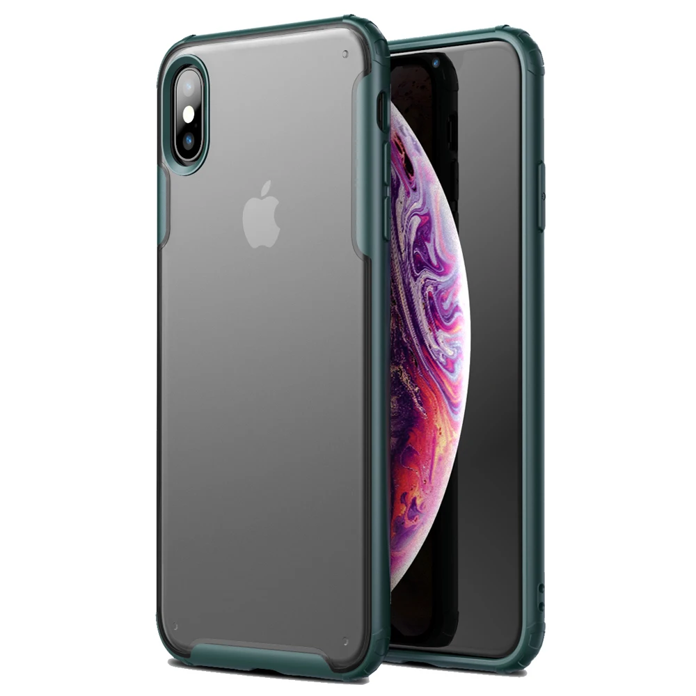 

for iPhone Xs MAX XR 8 7 Case Ultra Thin Slim Transparent Crystal Clear PC Back Cover with Rubber TPU Bumper, Shockproof Case