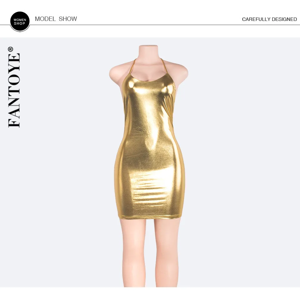 FANTOYE, сексуальное Золотое Платье для женщин, вечерние, Клубная одежда, облегающее мини-платье, атласное винтажное платье Cub, желтое, Vestidos, женская одежда - Цвет: Золотой