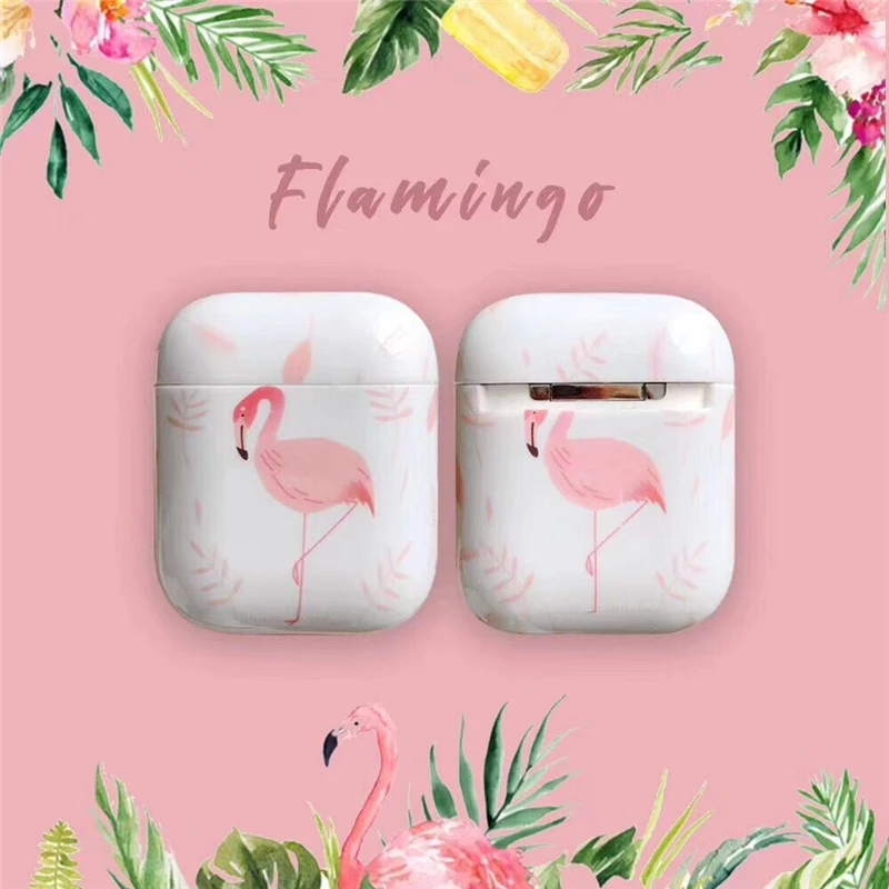 

Cute Flamingo Painting Bluetooth Earphone Case For Airpods Protective Cover Headphone Case Box Capa For Airpods 1 2 Cartoon Case