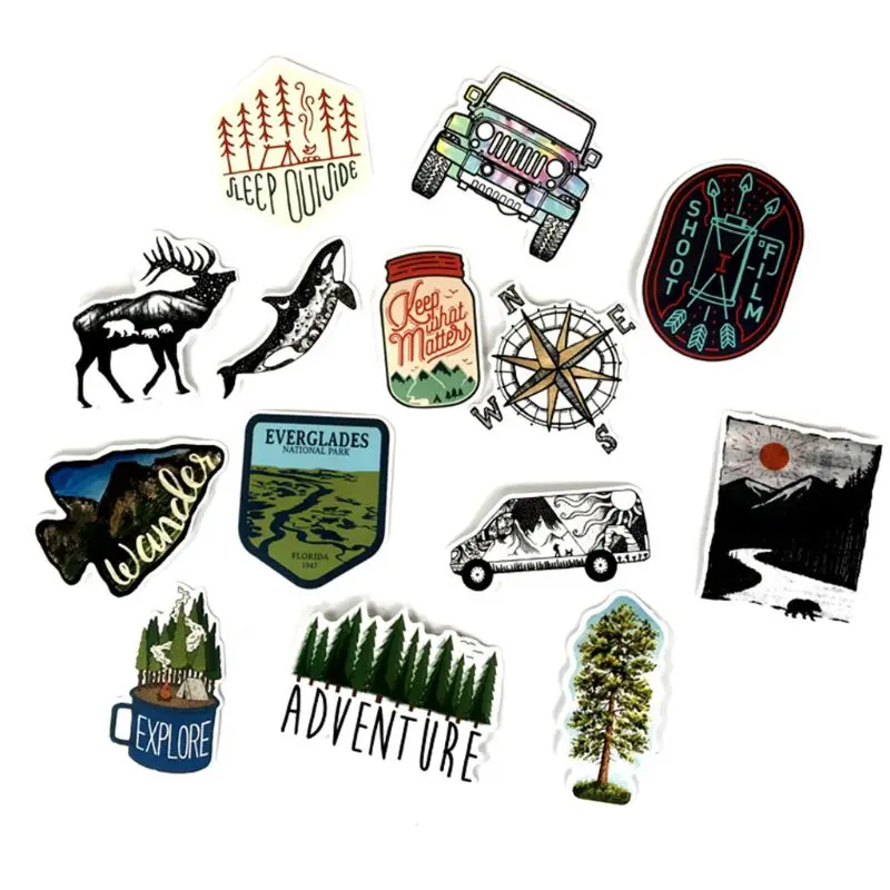 65pcs Outdoor Adventure Stickers for Refrigerator Car Styling font b Bike b font Motorcycle X6HC