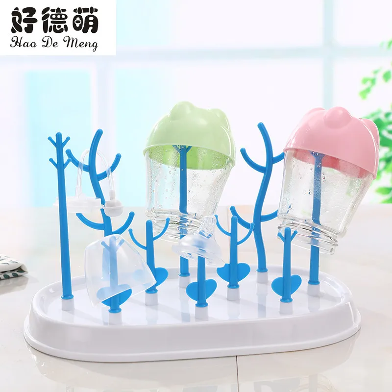Sky Blue Держатель для детской бутылочки Портативный для детских бутылочек, бутылка для воды с крышкой сушилка креативная детская бутылка контейнер для чистки полка детская соска - Цвет: Sky Blue