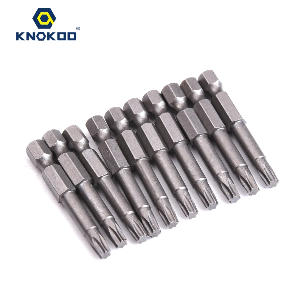 KNOKOO, 10 шт./лот, S1/4, отвертка, сверло, 50 мм, длина, отвертка, биты, шестигранные, 6,35, хвостовик, магнитная головка TORX, отвертка, биты