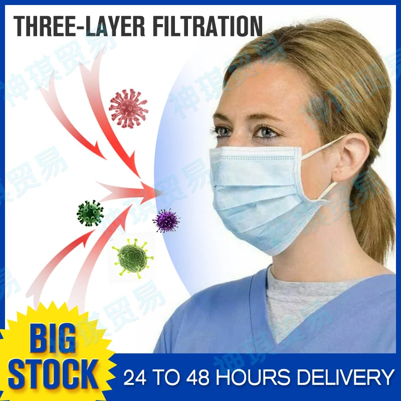 

200pcs Masks Disposable Disposable Face Masks 3-ply Safely Mask PM2.5 Apply To Dust Adult Filter Masque Mouth Mouth-muffle