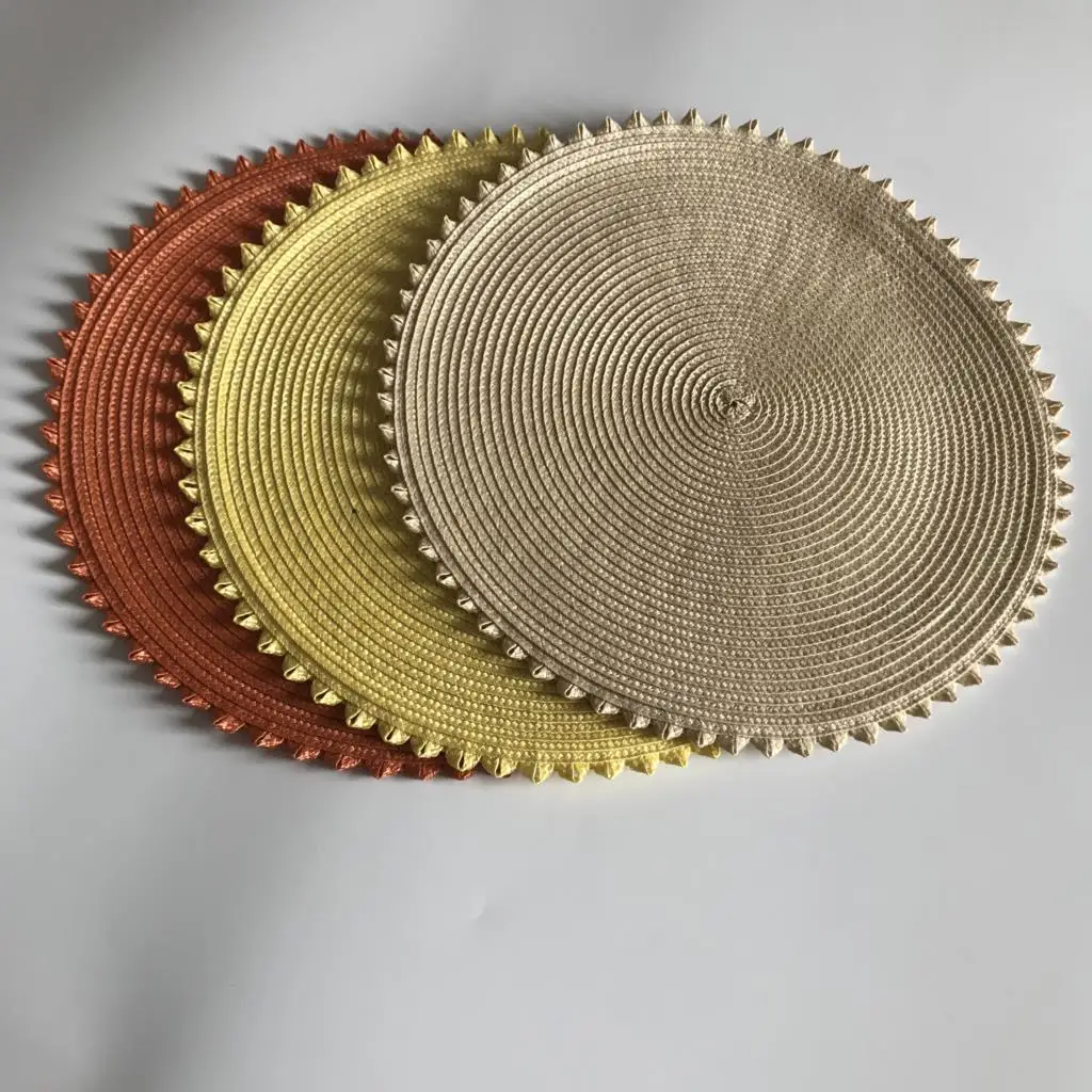 Round Weave Placemat Table Mats Simple Style Dining Napkin Pads Non-Slip Heat Resistant Coaster Cushion Kitchen Party Decoration