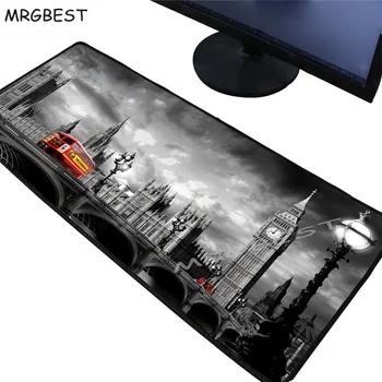 

ZSUXTC London Landscape Bus Rug Anti-slip Mousemat Design Gamer Pc Large Lockedge Gaming Laptop Mouse Pad Black Paint Rubber L