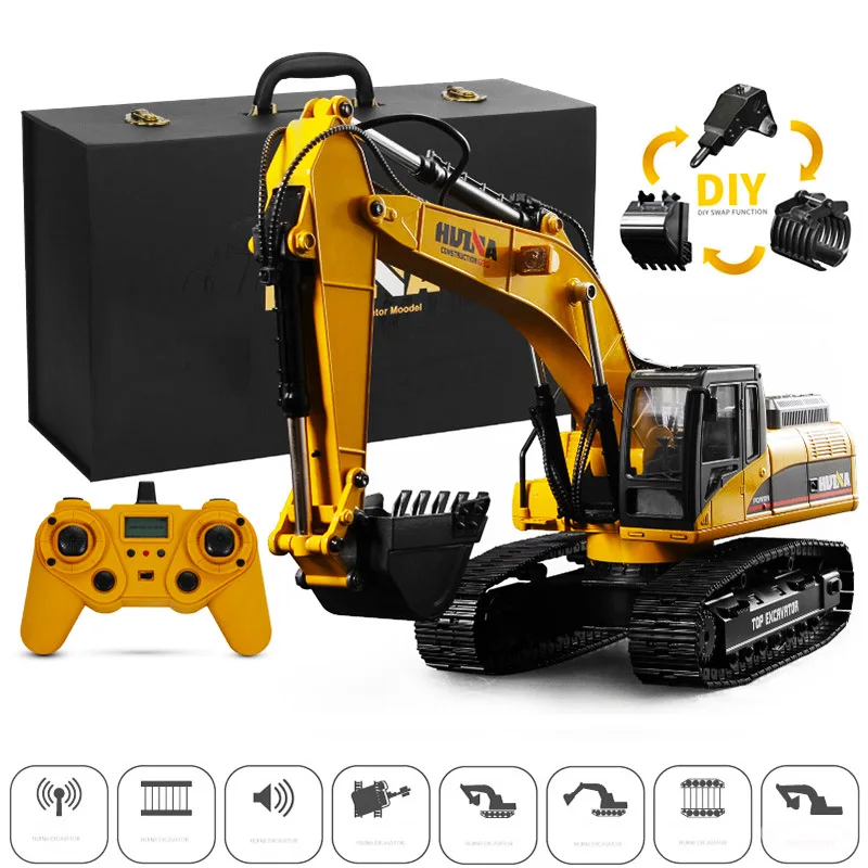 

1:14 All-alloy hydraulic remote control excavator charging engineering vehicle large simulation adult toy model kids child gifts