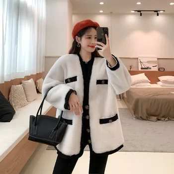 

Real Fur Coat Winter Coat Women Clothes 2020 Korean Vintage Natural Sheep Shearing Jacket Female Warm Wool Fur Jacket Hiver 1910