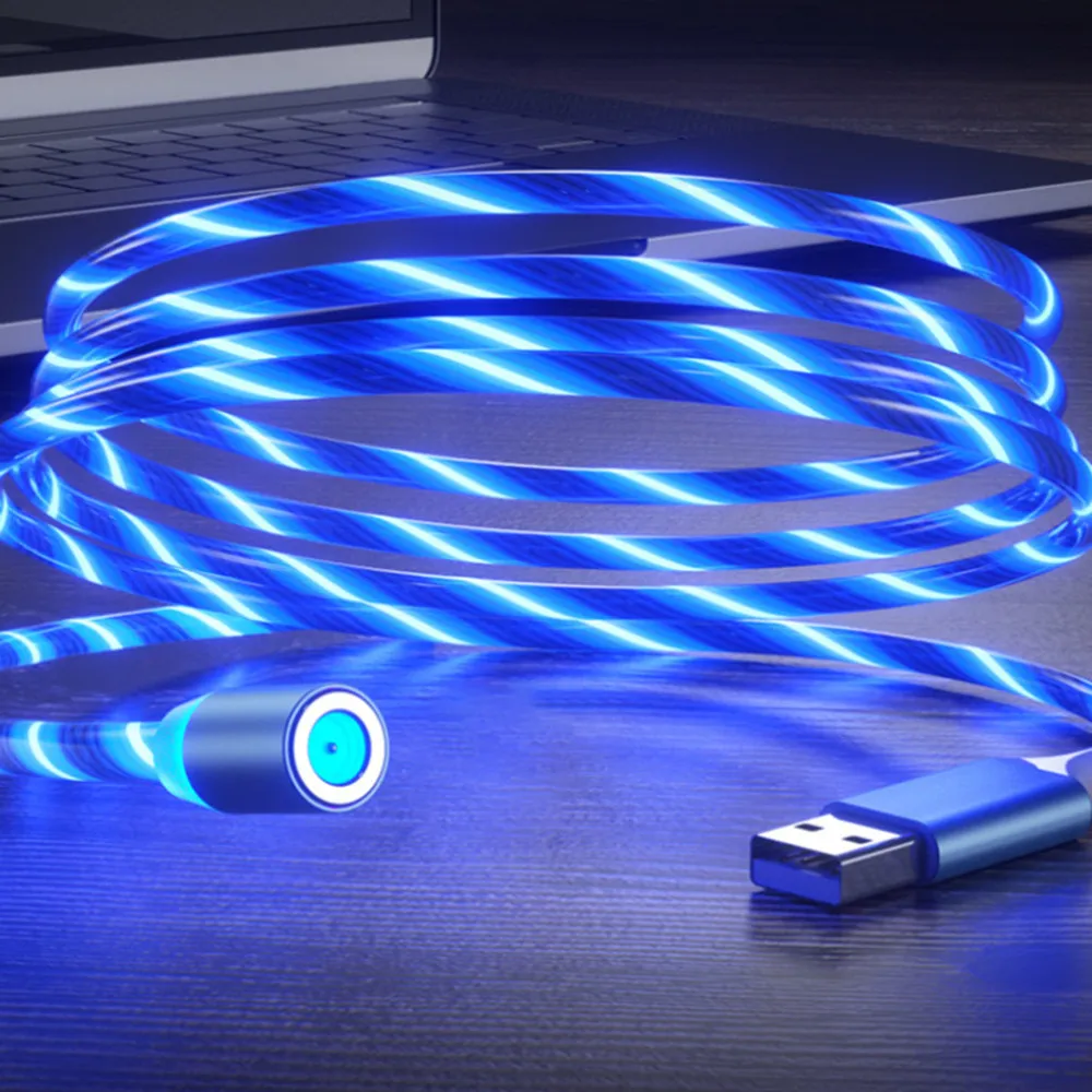 Magnetic-Luminous-Cable-LED-Glow-Flowing-Micro-USB-Type-C-Fast-Charging-Cord-For-Android-Phone
