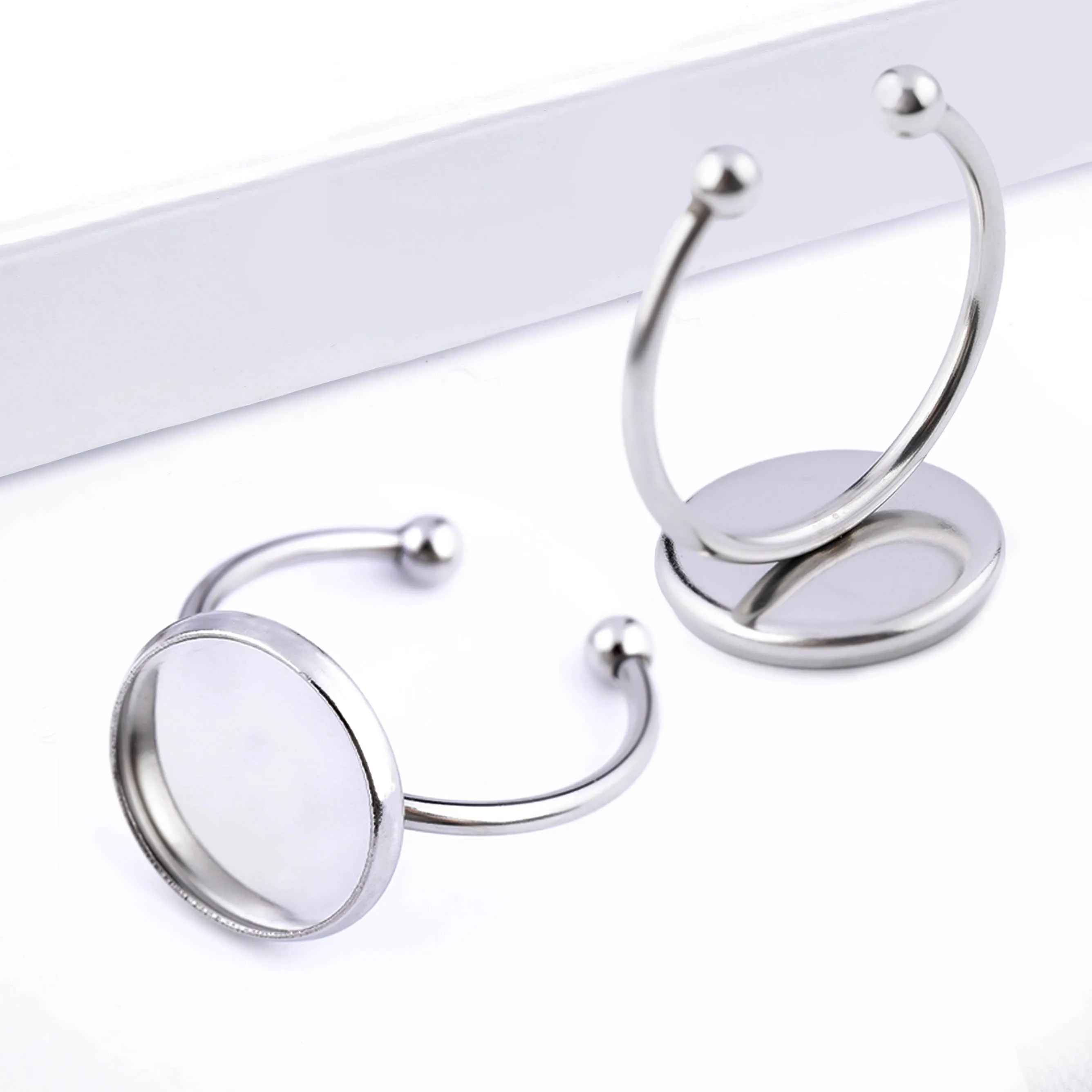 

5Pcs Stainless Steel Cabochon Ring Bases Settings Fit 12mm Glass Bezel Trays Blank For Rings Making Diy Jewelry Finding Supplies