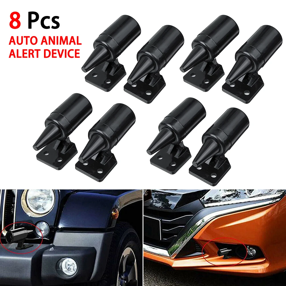 

8pcs Deer Whistle Device Bell Automotive Black Animal / Deer Warning Whistles Universal Auto Safety Alert Device