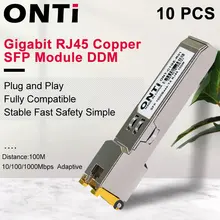 ONTi 10 sztuk Gigabit RJ45 SFP moduł 1000Mbps miedziany nadajnik-odbiornik SFP moduł kompatybilny z Cisco/Mikrotik Gigabit włącznik Ethernet