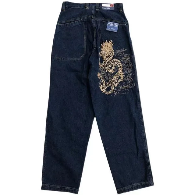 American retro street loose embroidered straight-leg jeans women 2021 new casual all-match high-waist mopping wide-leg trousers 4