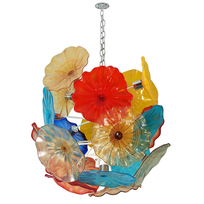 

Modern Chandelier with Murano Flowers Multi Colored Contemporary Pendant Light Fixture for Dining Room Living Room Foyer