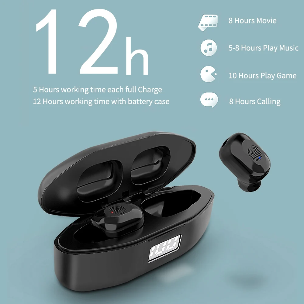 Беспроводные наушники Bluetooth V5.0 TWS беспроводные со светодиодным дисплеем стерео