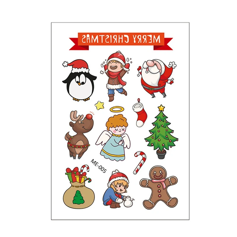 6pcsChristmas вечерние модные наклейки-татуировки шаблон наклейки с бронзированием Emporary татуировки наклейки женские минималистичные линии шаблон тела