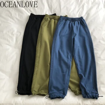 

OCEANLOVE Sweatpants Women Solid Autumn Winter Elastic High Waist Loose Ropa Mujer Korean Style Casual 2020 Trousers 17718