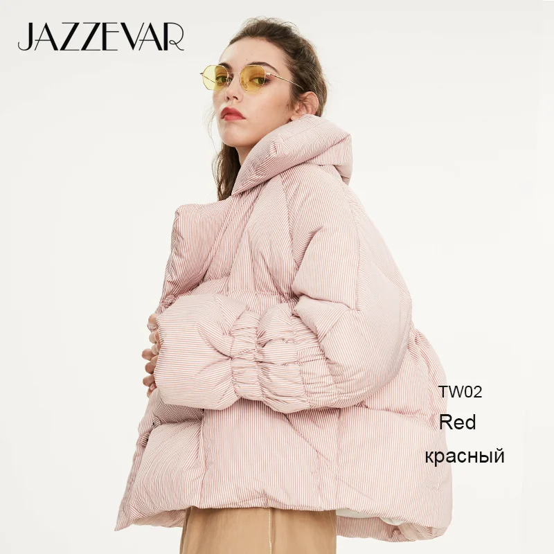 striped redTW02 JAZZEVAR Зима Новое поступление женский пуховик свободная одежда верхняя одежда высокое качество короткий стиль зимная куртка для женщин Y9031 - Цвет: striped redTW02