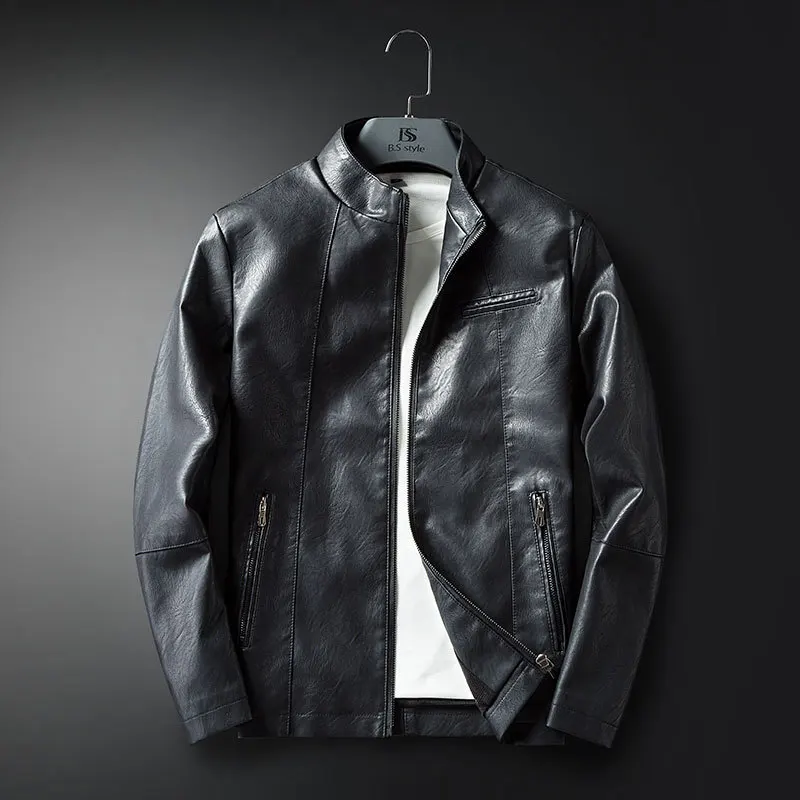 Мужская одежда из искусственной кожи, кожаная одежда, Свободное пальто, зимняя кожаная куртка, тренд, кошелек, Свободное пальто