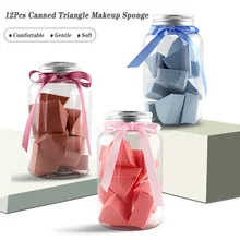 12 шт., консервированная гладкая Косметическая пуховка для сухого влажного использования, треугольная основа для макияжа, мягкая губка, инструменты для ухода за лицом