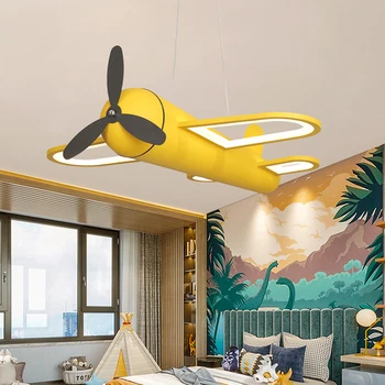 

Eye protection Aircraft LED Smart light For Children's room Bedroom Nordic Creative Boy Cartoon lamps Yellow Blue pendant light