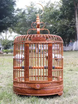 

Carved thrush bird cage bamboo boutique high-end hand-carved luxury large myna parrot myna bamboo bird cage