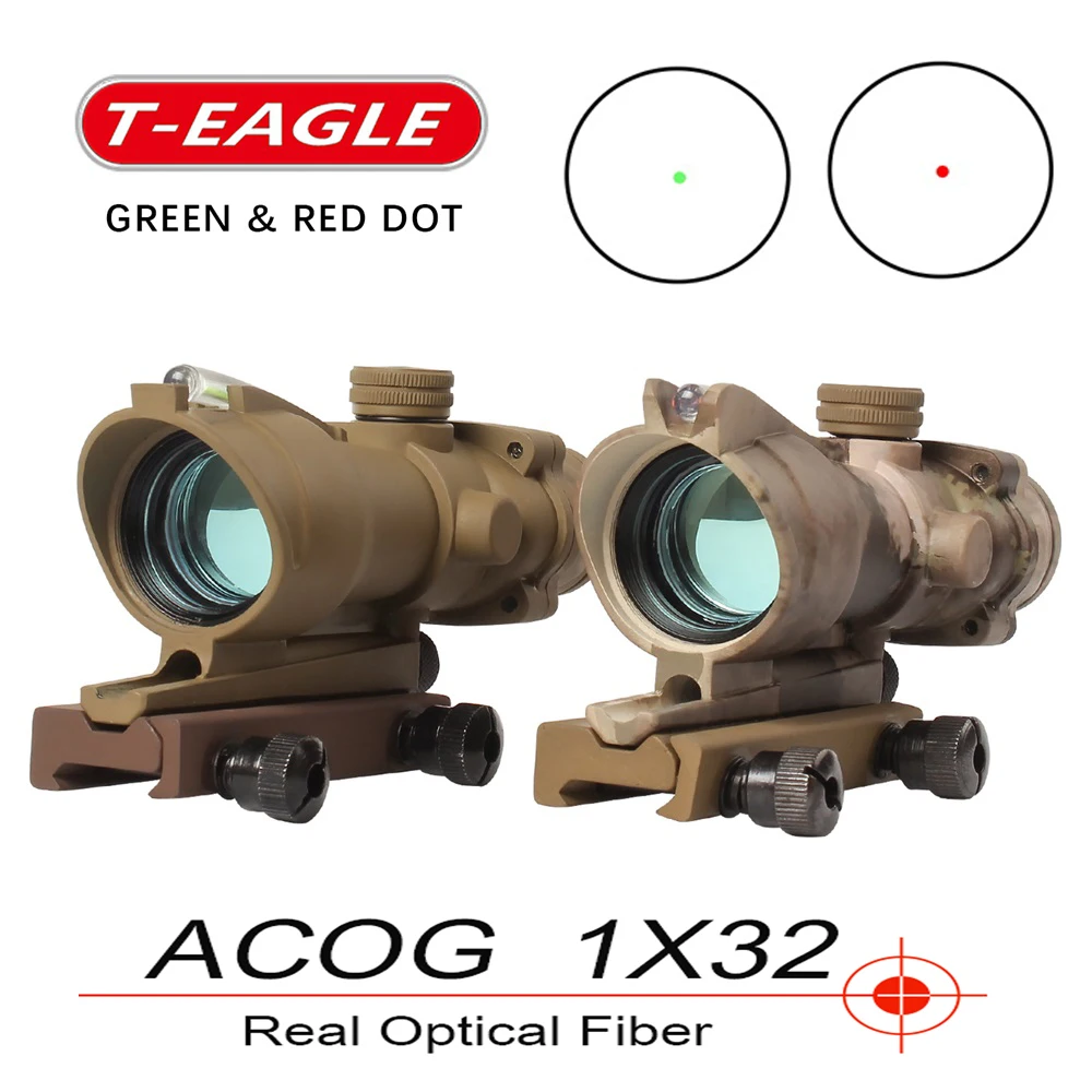 T eagle ACOG 1x32 оптический прицел Зрительная красная точка M416 сетка с 20 мм креплением