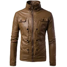 Новинка, Мужская модная классическая новая кожаная куртка на нескольких пуговицах с длинными рукавами