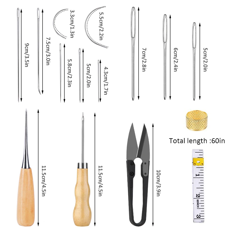 Leatherworking Tool Set with Needles Leathercraft Hand Tool Set for Diy  Faux Leather Working 14 Essential Tools for Stitching - AliExpress