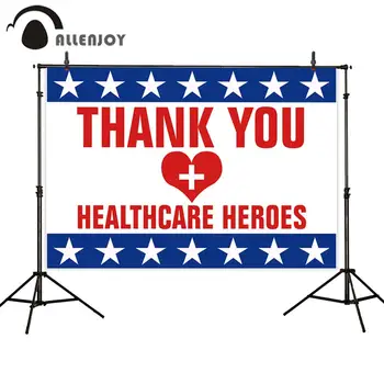 

Allenjoy Thanks for Healthcare Heroes Backdrop Photophone Hospital Heart Photographic Background Banner Doctor Party Photophone
