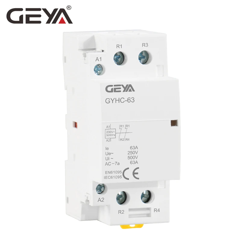 

GEYA 2P 40A 63A 2NO or 2NC Modular Contactor DIN Rail Mounting AC220V 230V Automatic
