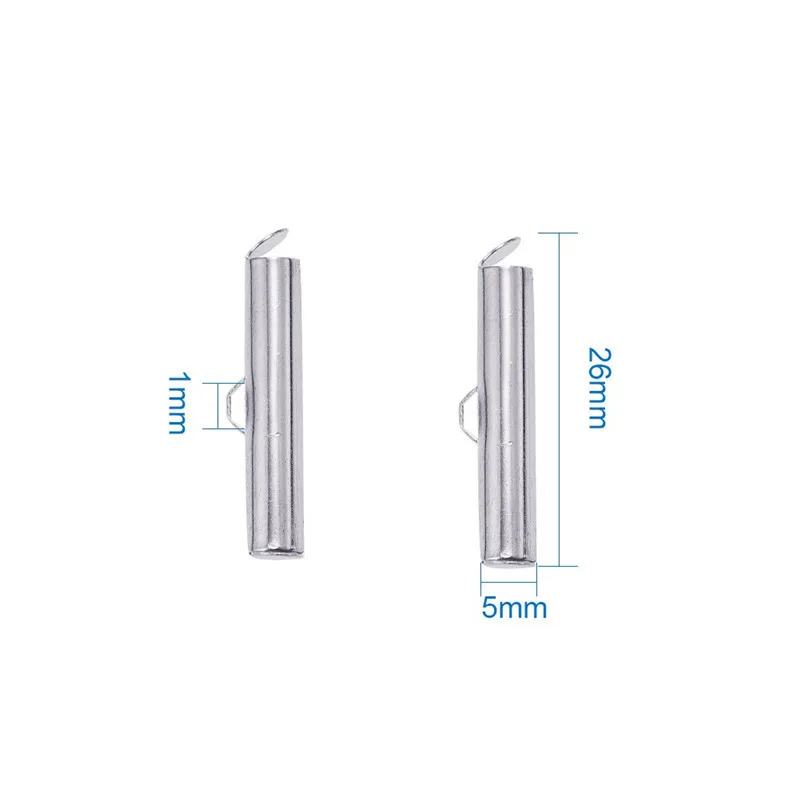 26x5 мм 300 шт латунные скользящие на конце застежки трубы для самостоятельного изготовления ювелирных изделий компонент, ползунок концевые крышки, металл, 26x5 мм, отверстие: 1~ 2 мм F65