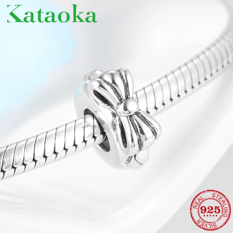 High quality 925 Sterling Silver Realistic bow Stopper spacer beads fit Original European Charms Bracelet Jewelry making | Украшения и