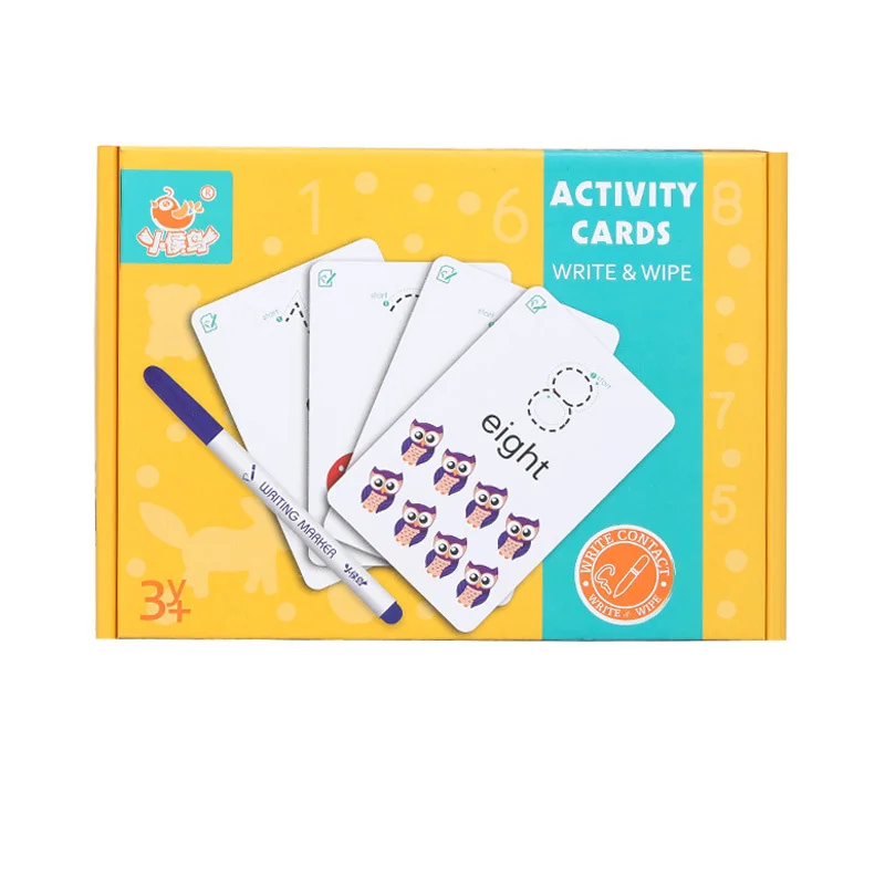 Детская развивающая игрушка, перезаписываемая, раннее обучение, распознавание заглавные карточки, Детские Обучающие математические игрушки, алфавит, головоломка Монтессори - Цвет: Number