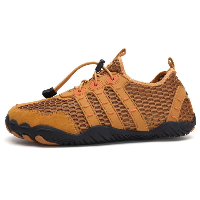 

High Quality Men's Outdoor Mountain Trekking Shoes Hollow Breathable with Leather Upper for Abrasion and Slip Resistance