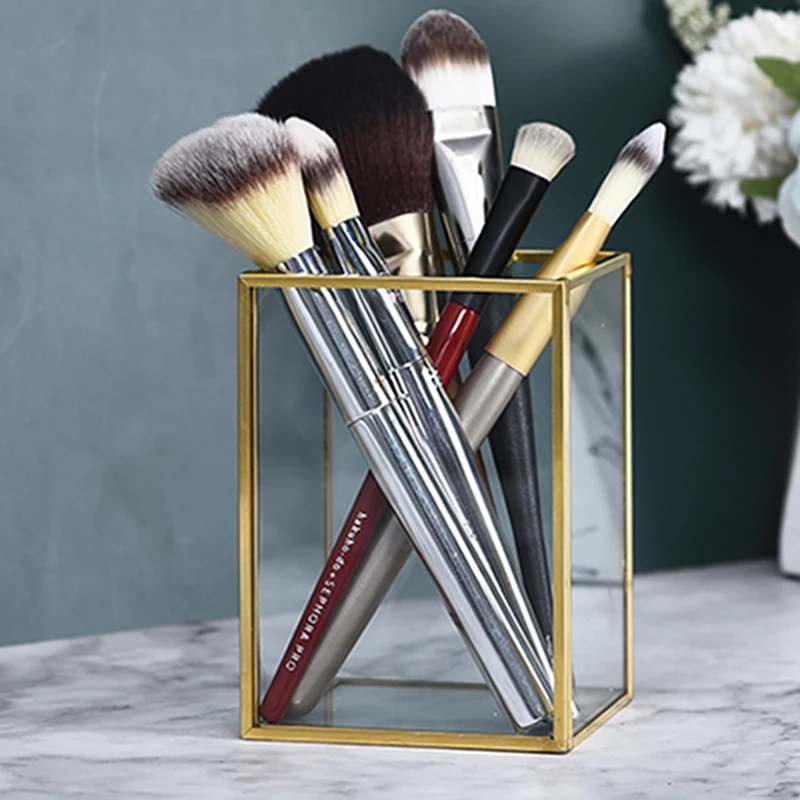 

Transparent Cosmetic Make-up Brush Storage Box Makeup Nail Polish Cosmetic Holder Make Up Tools Pen Holder Rack Table Organizer