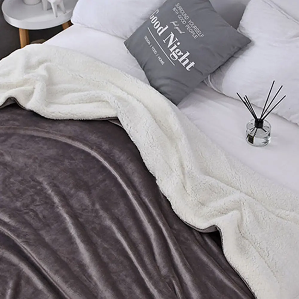 Plush Blanket Wedding Warm Thicken Winter Housewarming Faux Fur Bed Sheet Hotel Christmas Gift Solid Color Super Soft