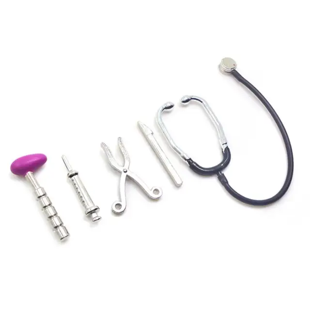 5Pcs 1/12 Dollhouse Mini Stethoscope Care Tools Hospital Accessories Toys Set 1
