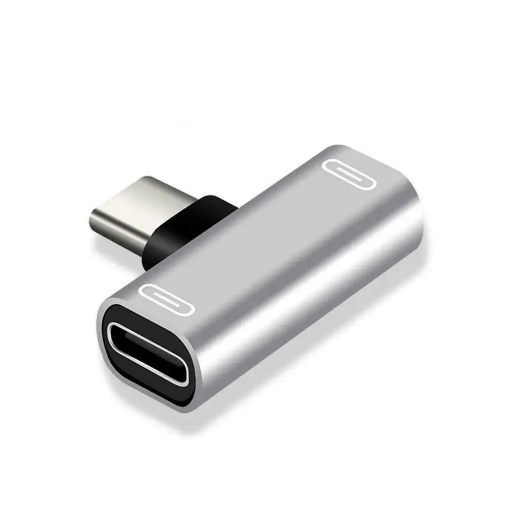 Двойной тип C USB-C наушники аудио зарядка зарядное устройство адаптер сплиттер конвертер для Xiaomi для huawei дропшиппинг - Цвет: Серебристый
