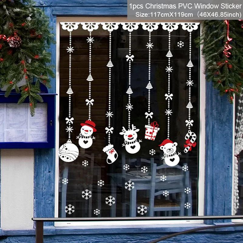 Веселые рождественские наклейки на окна рождественские украшения для дома елочные украшения Рождественский Санта Клаус Снеговик счастливый год - Цвет: SD004-01