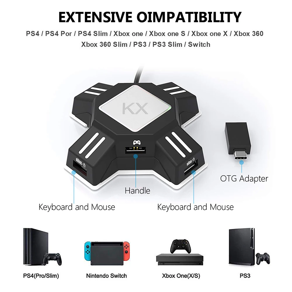 Adattatore Tastiera E Mouse Per Console | Convertitore Plug And Play Per PS3/PS5/Xbox360/Switch | USB Cablato - 3