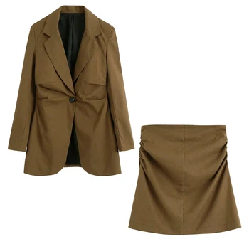 

2020 New Summer Suits Women Two piece set Blazer V-neckline Single button & Mini Skirts high-waist ensemble femme chandal mujer