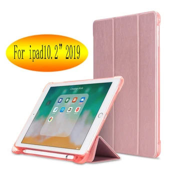 

For iPad 10.2 inch 7th Gen 2019 A2198 Case With Pencil Holder Slim Tri-fold PU Leather Smart Cover have wake up sleep