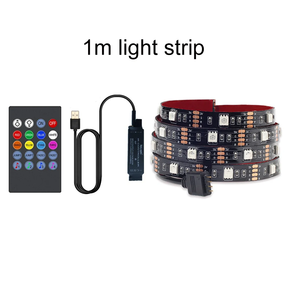Luz de fundo de TV sincronização de música USB alimentada por RGB LED Strip Light para TV de 15 - 80 polegadas, espelho, PC
