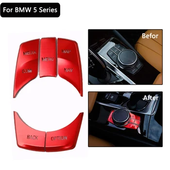 

For BMW 5 Series G30 X3 2017 2018 2019 Aluminum Alloy Car Multimedia Button Cover Knob Frame Trim, Red