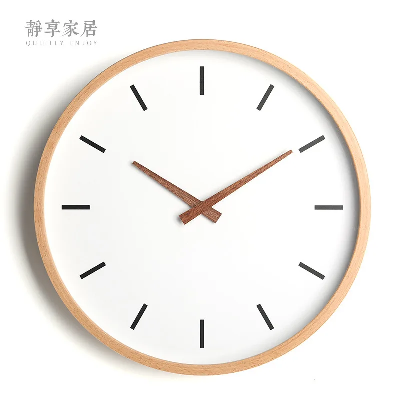 Скандинавские простые настенные часы деревянные круглые бесшумные часы для гостиной бесшумные часы для спальни кварцевые офисные часы настенное украшение для дома часы C5T116