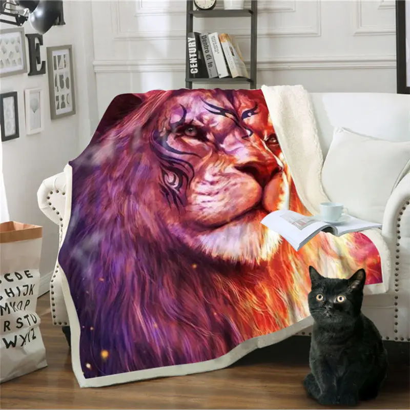 

Sherpa Blanket European Style Oil Painting Printed Cotton Velvet Blanket 150cmX200cm Blankets for Beds Anti-Pilling